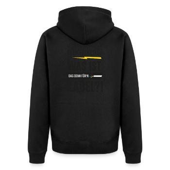 Der Elektriker - Unisex Premium Bio Zip Hoodie - Schwarz - Hinten - Nico (187cm)
