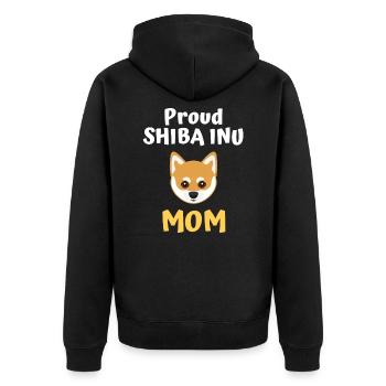 Proud Shiba Inu dog mom - Unisex Premium Organic Zip Hoodie - black - Back - Nico (187cm)