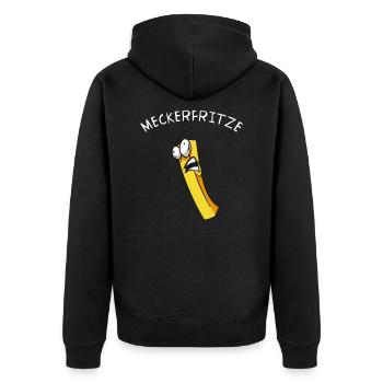 Meckerfritze, schimpfende Pommes - Unisex Premium Bio Zip Hoodie - Schwarz - Hinten - Nico (187cm)