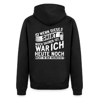 Wenn dieses Shirt noch sauber ist Werkstatt Biker - Unisex Premium Bio Zip Hoodie - Schwarz - Hinten - Nico (187cm)