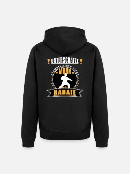 Alter Mann beim Karate Geschnkidee für Opa - Unisex Premium Bio Zip Hoodie - Schwarz