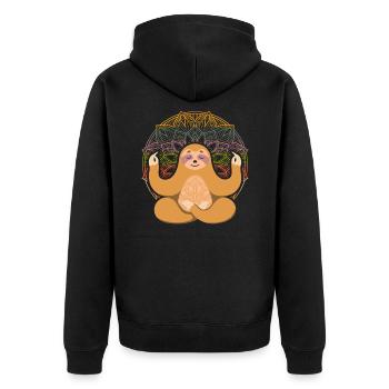 Yoga | Relaxation | sloth - Unisex Premium Organic Zip Hoodie - black - Back - Nico (187cm)