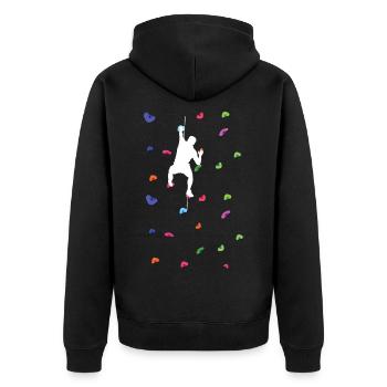 Wander/ Kletter Design Geschenkidee Kletterer Berg - Unisex Premium Bio Zip Hoodie - Schwarz - Hinten - Nico (187cm)