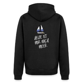 Heute Ist Mir Nach Meer - Unisex Premium Bio Zip Hoodie - Schwarz - Hinten - Nico (187cm)
