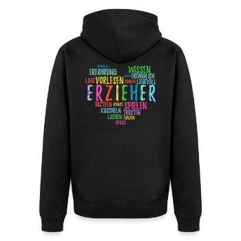 Kindergärtner Erzieher Herz Geschenk - Unisex Premium Bio Zip Hoodie - Schwarz - Hinten - Nico (187cm)