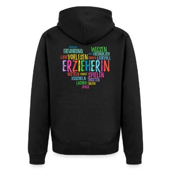 Kindergärtnerin Erzieherin Herz Geschenk - Unisex Premium Bio Zip Hoodie - Schwarz - Hinten - Nico (187cm)
