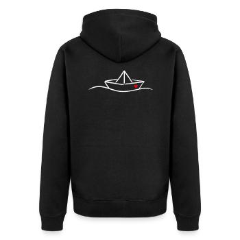 Papierschiff Meer Papierboot Papierschiffchen - Unisex Premium Bio Zip Hoodie - Schwarz - Hinten - Nico (187cm)