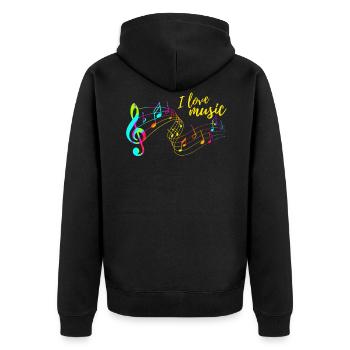 J'aime la musique - Veste à capuche bio Premium Unisexe - noir - Dos - Nico (187cm)