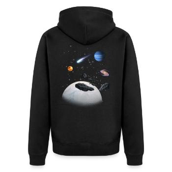 Sonnensystem - Unisex Premium Bio Zip Hoodie - Schwarz - Hinten - Nico (187cm)