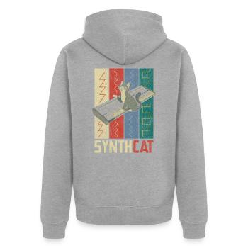 Rétro Synthétiseur chat - Veste à capuche bio Premium Unisexe - gris chiné - Dos - Nico (187cm)