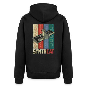 Rétro Synthétiseur chat - Veste à capuche bio Premium Unisexe - noir - Dos - Nico (187cm)