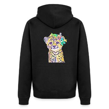 cheetah - Unisex Premium Organic Zip Hoodie - black - Back - Nico (187cm)