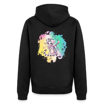 Tiger - Unisex Premium Bio Zip Hoodie - Schwarz - Hinten - Nico (187cm)