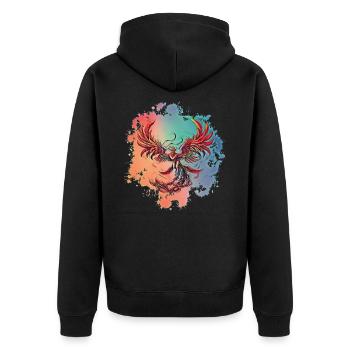 Phoenix - Unisex Premium Organic Zip Hoodie - black - Back - Nico (187cm)