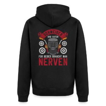 Schweißer und Vater Nerven Stärke - Unisex Premium Bio Zip Hoodie - Schwarz - Hinten - Nico (187cm)