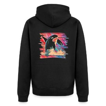 Orca - Unisex Premium Organic Zip Hoodie - black - Back - Nico (187cm)