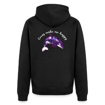 orca motif orca saying orca motif for orca love - Unisex Premium Organic Zip Hoodie - black - Back - Nico (187cm)