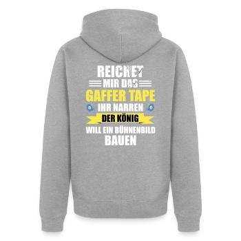 Stage Crew Bühnentechniker Veranstaltungstechnik - Unisex Premium Bio Zip Hoodie - Grau meliert - Hinten - Nico (187cm)