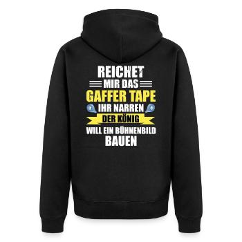 Stage Crew Bühnentechniker Veranstaltungstechnik - Unisex Premium Bio Zip Hoodie - Schwarz - Hinten - Nico (187cm)