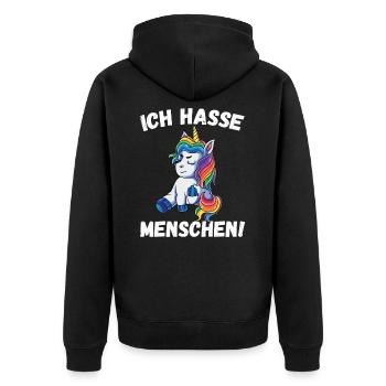 Je déteste les licornes - Veste à capuche bio Premium Unisexe - noir - Dos - Nico (187cm)
