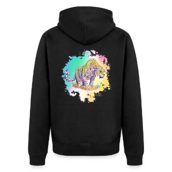 Leopard - Unisex Premium Bio Zip Hoodie - Schwarz - Hinten - Nico (187cm)