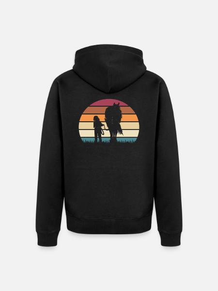 Pferd und Mädchen süßes Pferdeshirt - Unisex Premium Bio Zip Hoodie - Schwarz