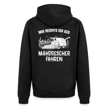 Mähdrescher fahren - Bauer reichts - Unisex Premium Bio Zip Hoodie - Schwarz - Hinten - Nico (187cm)