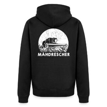 Mähdrescher - Coole Landmaschine Geschenkidee - Unisex Premium Bio Zip Hoodie - Schwarz - Hinten - Nico (187cm)