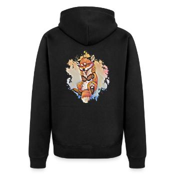 Fox - Unisex Premium Organic Zip Hoodie - black - Back - Nico (187cm)