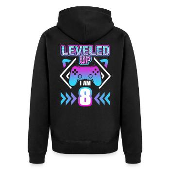 eighth birthday 8 year gaming gamer gift - Unisex Premium Organic Zip Hoodie - black - Back - Nico (187cm)