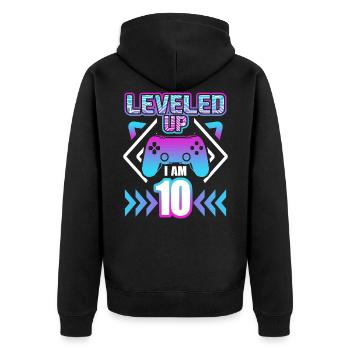 tenth birthday 10 year gaming gamer gift - Unisex Premium Organic Zip Hoodie - black - Back - Nico (187cm)
