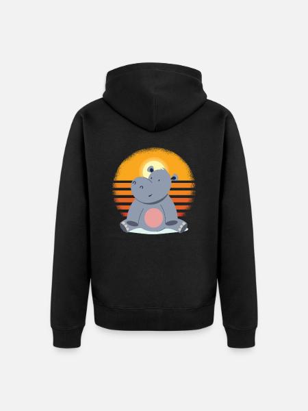 Hippo Baby Nilpferd - Unisex Premium Bio Zip Hoodie - Schwarz
