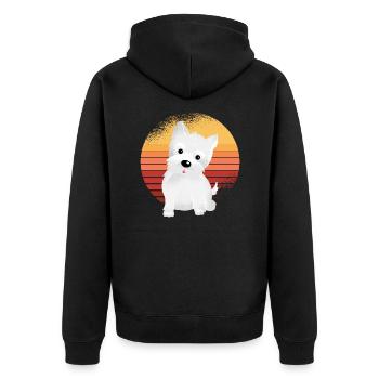 Westie Geschenkidee - Unisex Premium Bio Zip Hoodie - Schwarz - Hinten - Nico (187cm)