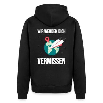 Will miss you saying farewell emigration - Unisex Premium Organic Zip Hoodie - black - Back - Nico (187cm)