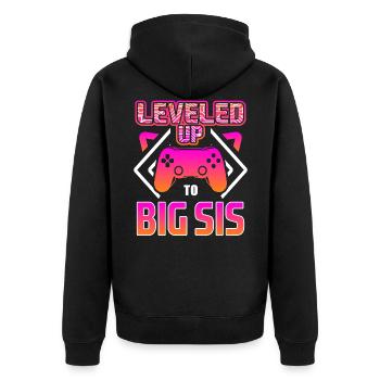 Ich werde große Schwester - Unisex Premium Bio Zip Hoodie - Schwarz - Hinten - Nico (187cm)
