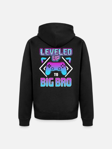 Leveled up to big bro - ich werde großer bruder - Ekologisk premiumluvjack unisex - svart