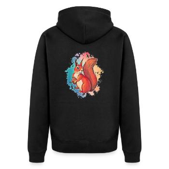 squirrel - Unisex Premium Organic Zip Hoodie - black - Back - Nico (187cm)