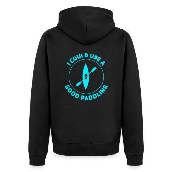 Kayaking - Unisex Premium Organic Zip Hoodie - black - Back - Nico (187cm)