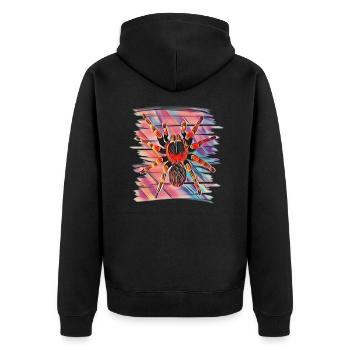 Vogelspinne - Unisex Premium Bio Zip Hoodie - Schwarz - Hinten - Nico (187cm)