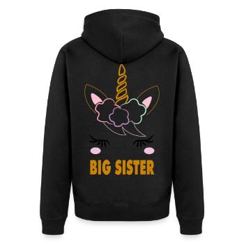 Licorne grande soeur - Veste à capuche bio Premium Unisexe - noir - Dos - Nico (187cm)