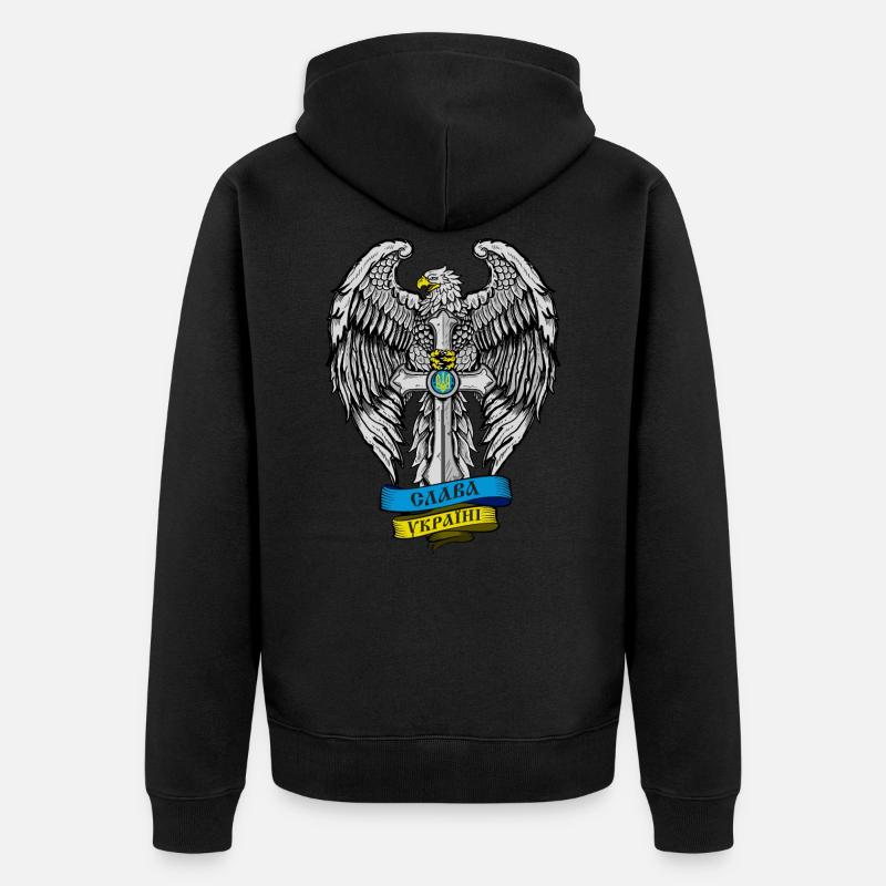 Ukraine Fabriqué en slaves ukrainiens Слава Україні - Veste à capuche bio Premium Unisexe - noir