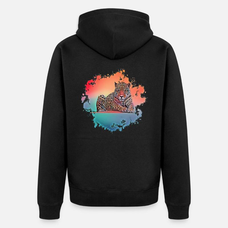 léopard - Veste à capuche bio Premium Unisexe - noir