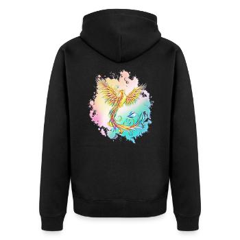 Phoenix - Unisex Premium Organic Zip Hoodie - black - Back - Nico (187cm)