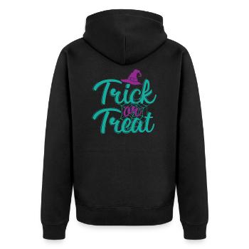 Chapeau de sorcière d'Halloween "Trick or Treat" - Veste à capuche bio Premium Unisexe - noir - Dos - Nico (187cm)