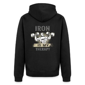 Gym Fitness Training Gym Fitti Iron - Unisex Premium Organic Zip Hoodie - black - Back - Nico (187cm)