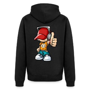 Skater Boy - Unisex Premium Bio Zip Hoodie - Schwarz - Hinten - Nico (187cm)