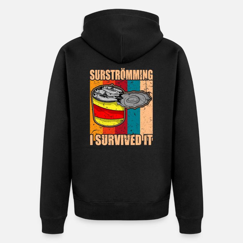 Surströmming Stinkfisch i survived it - Unisex Premium Bio Zip Hoodie - Schwarz