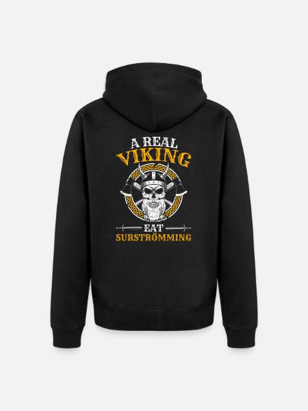 Surstromming Viking saying - Unisex Premium Organic Zip Hoodie - black