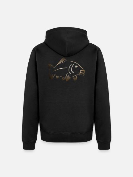 Carp Logo Fish Carphunter - Premium økologisk unisex-hettejakke - svart
