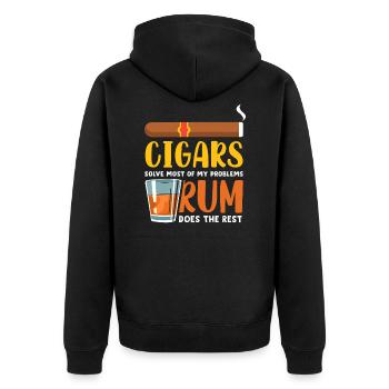 Cigares Rhum Scotch Bourbon - Veste à capuche bio Premium Unisexe - noir - Dos - Nico (187cm)